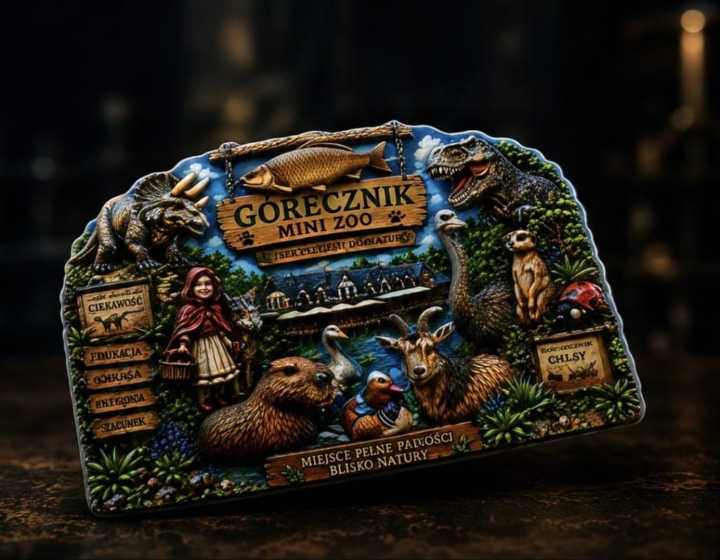 Kolorowy magnes pamiątkowy 3D Górecznik Mini Zoo z nadrukiem UV